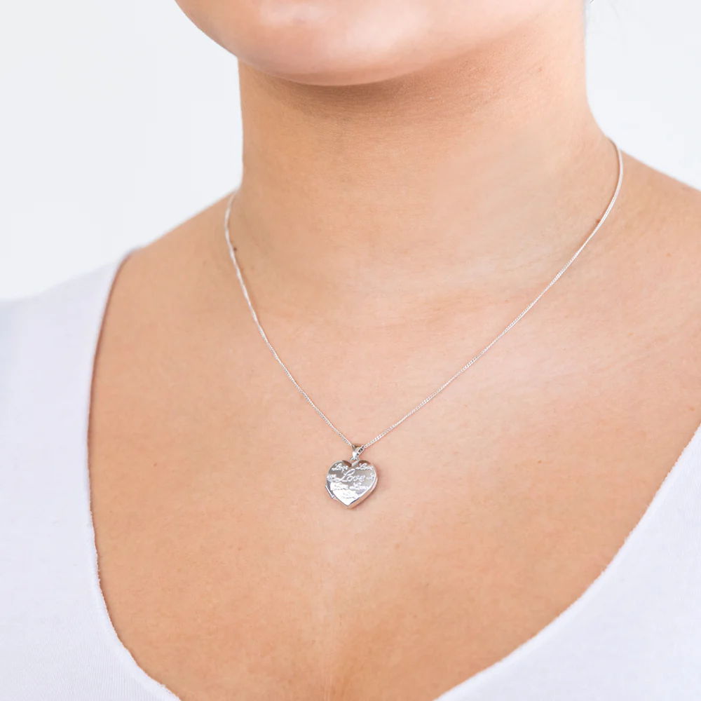 Sterling Silver Love Engraved Heart Locket - Image 3