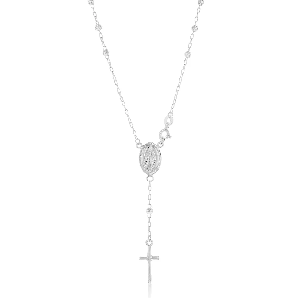 Sterling Silver Madonna And Cross Rosary 45cm Chain - Image 2