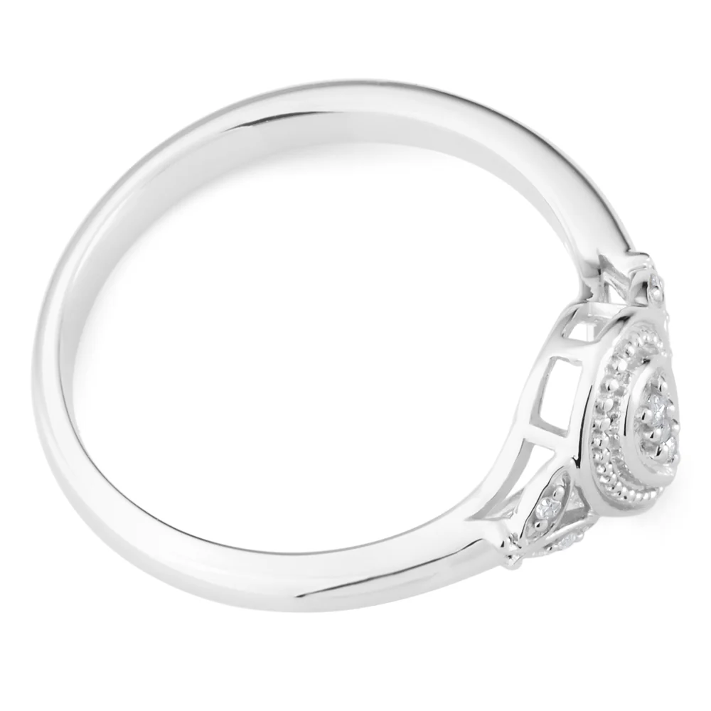 Sterling Silver Marquise Shaped Diamond Ring - Image 2