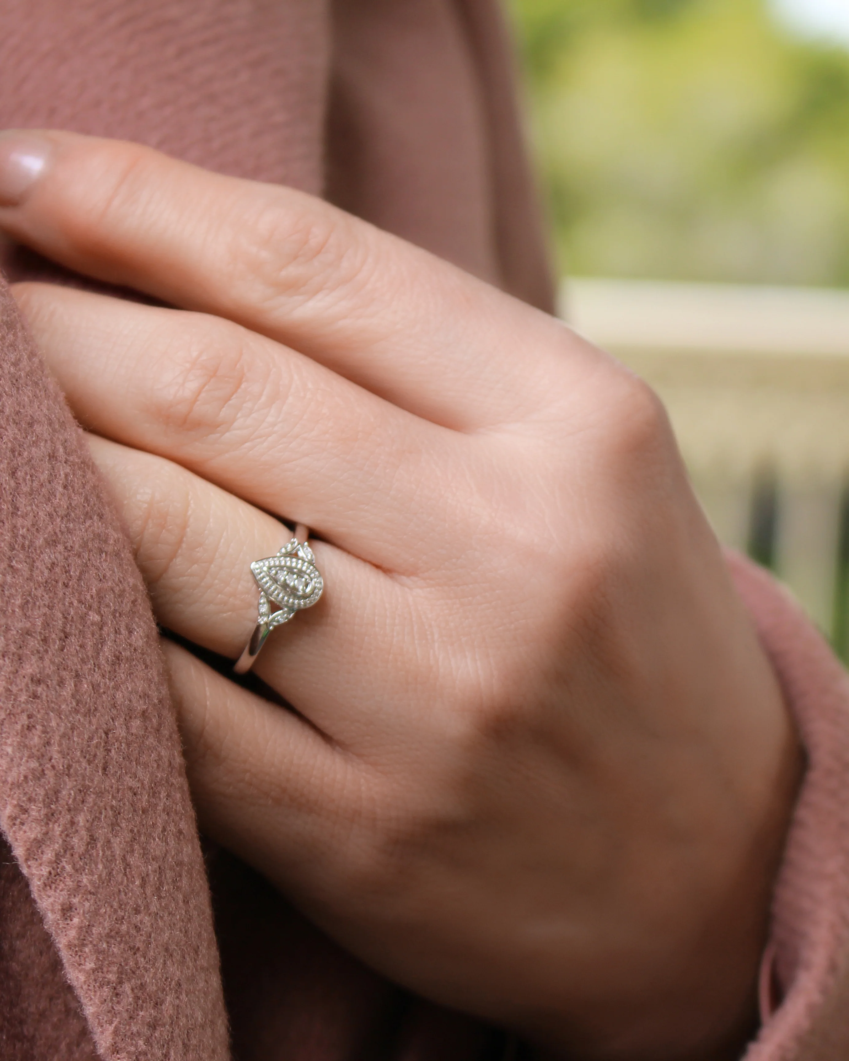 Sterling Silver Marquise Shaped Diamond Ring - Image 4