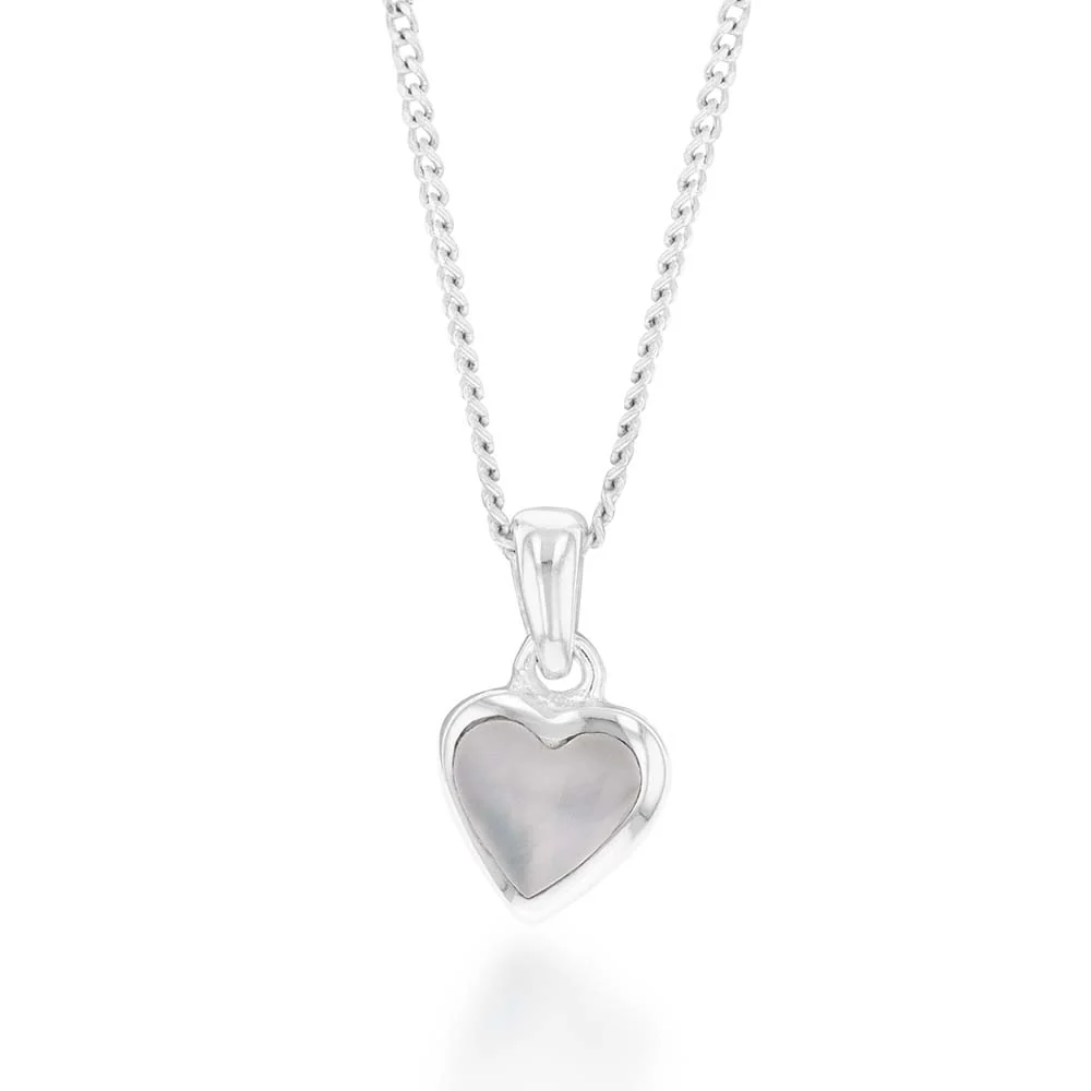 Sterling Silver Mother of Pearl Pendant and Earring Heart Set on 45cm Chain - Image 3