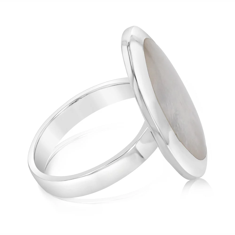 Sterling Silver Mother Of Pearl Round Ring - Image 2