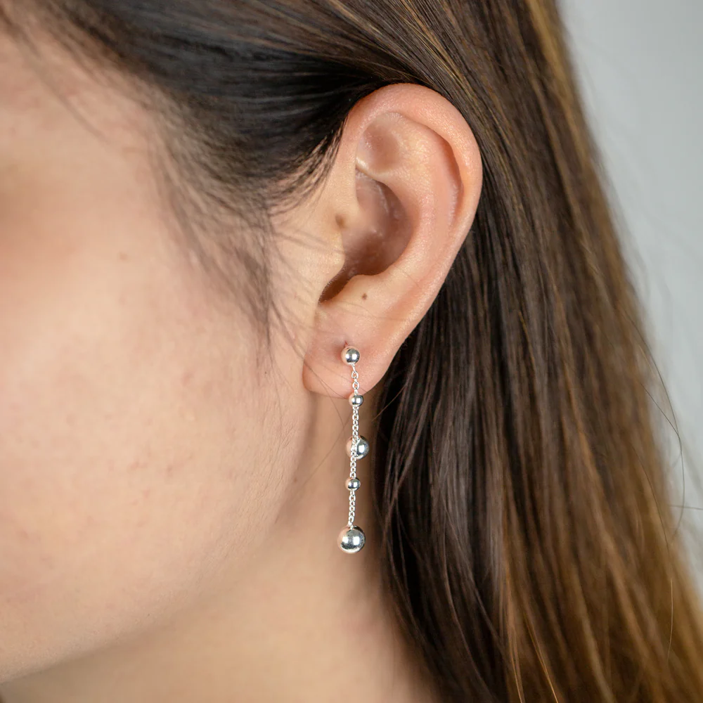 Sterling Silver Multi Ball Drop Earrings - Image 2