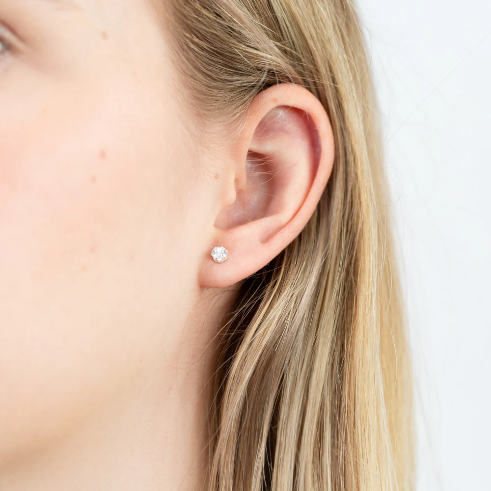 Sterling Silver Multi Size Zirconia 3 Stud Earring Set - Image 2