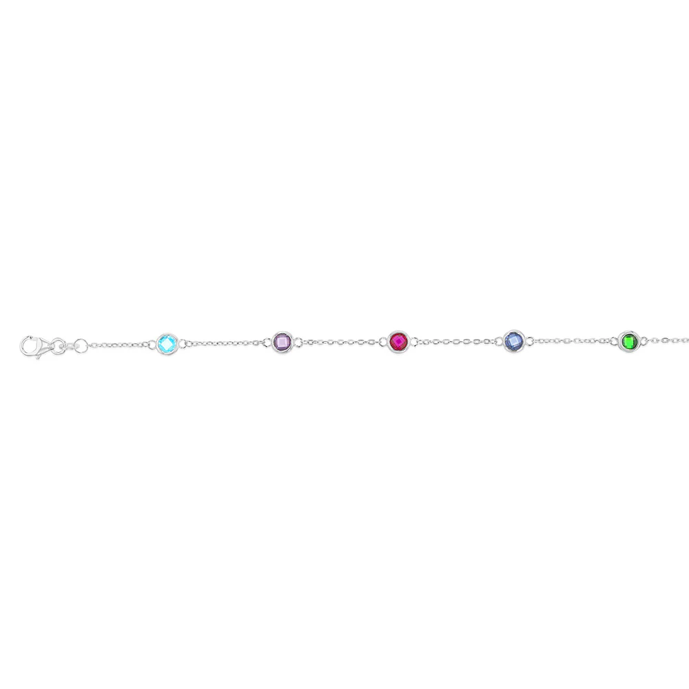 Sterling Silver Multicolor Zirconia 19cm Bracelet - Image 2