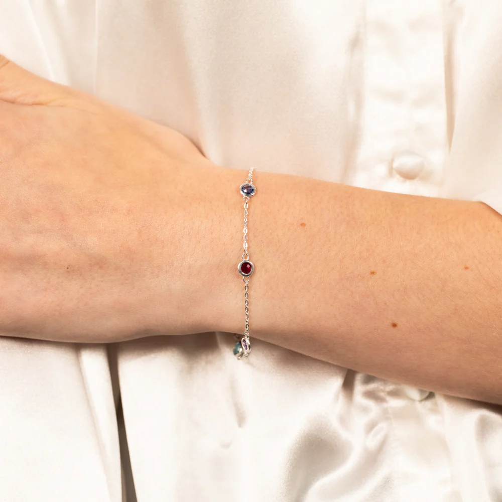 Sterling Silver Multicolor Zirconia 19cm Bracelet - Image 3