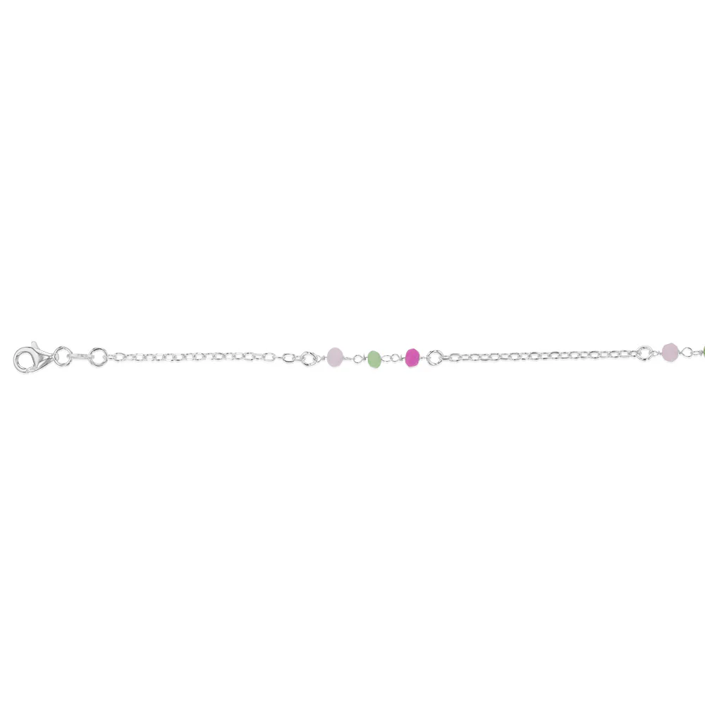 Sterling Silver Multicolour Beads 27cm Anklet - Image 2