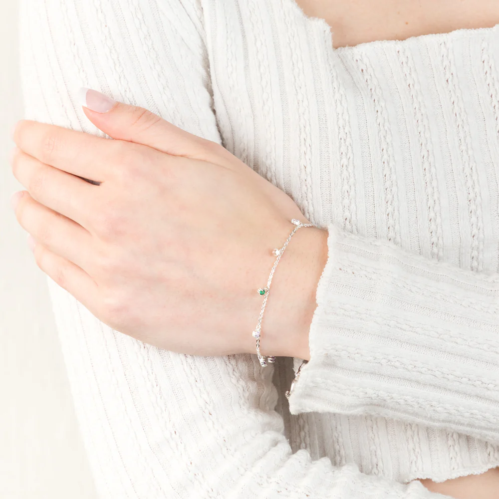 Sterling Silver Multicolour Charm 19cm Bracelet - Image 3