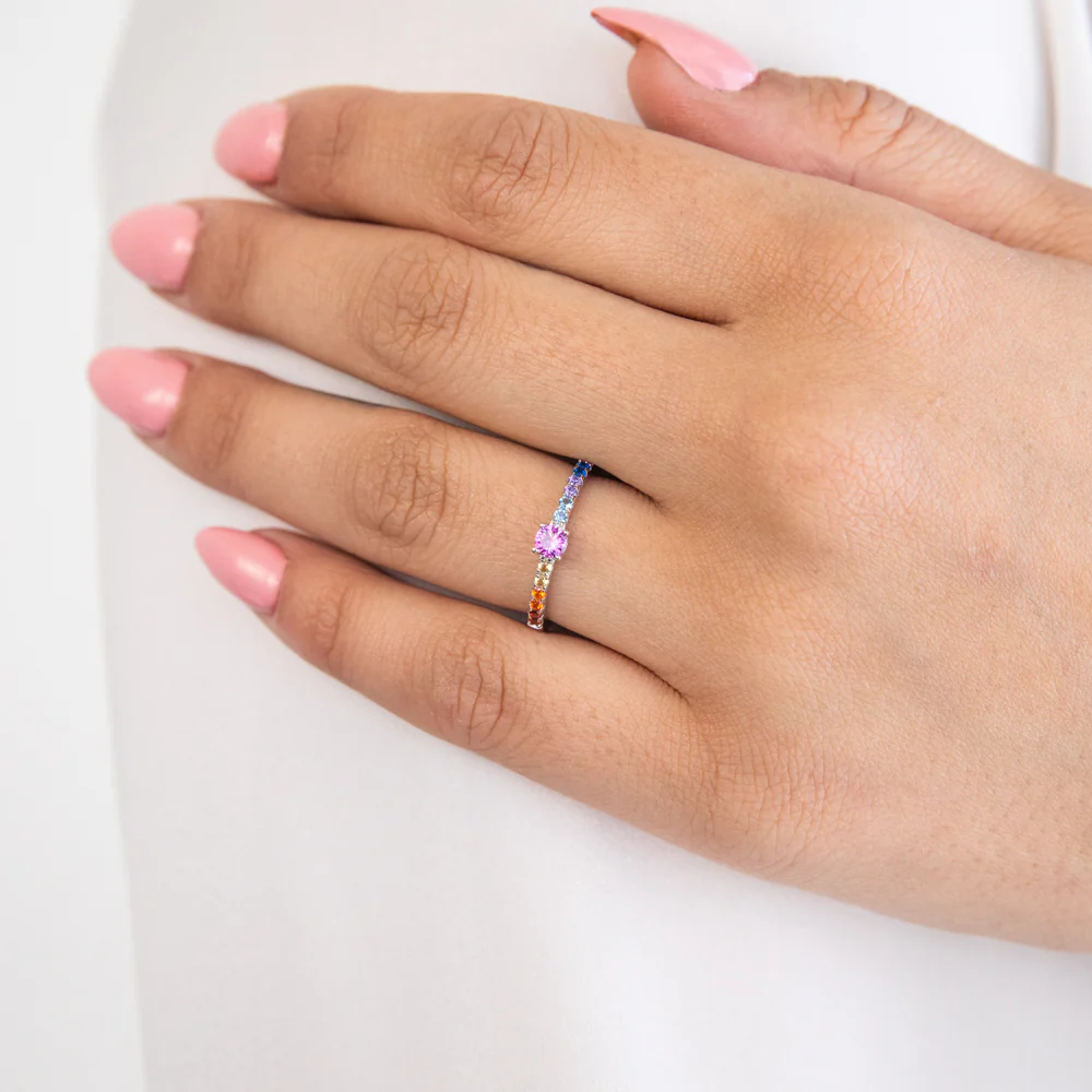 Sterling Silver Multicolour Cubic Zirconia Ring - Image 3