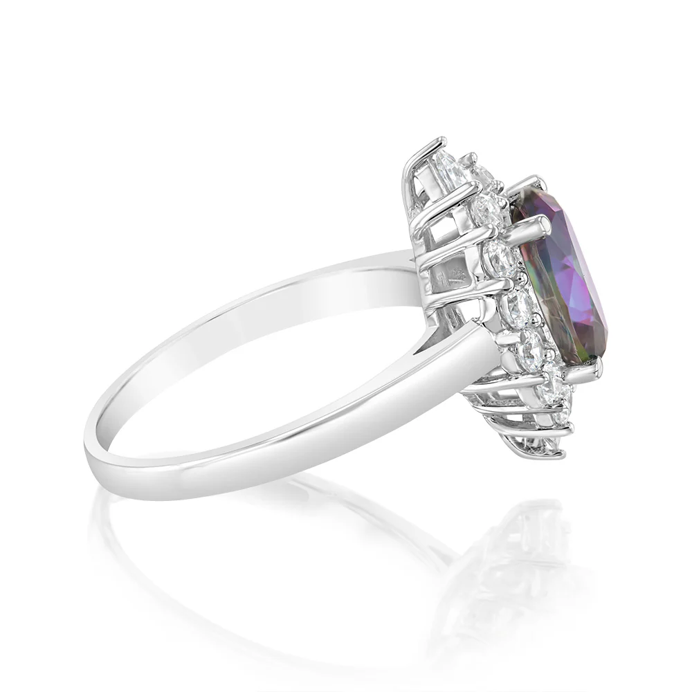 Sterling Silver Mystic Topaz & 14Cubic Zirconia Ring - Image 2