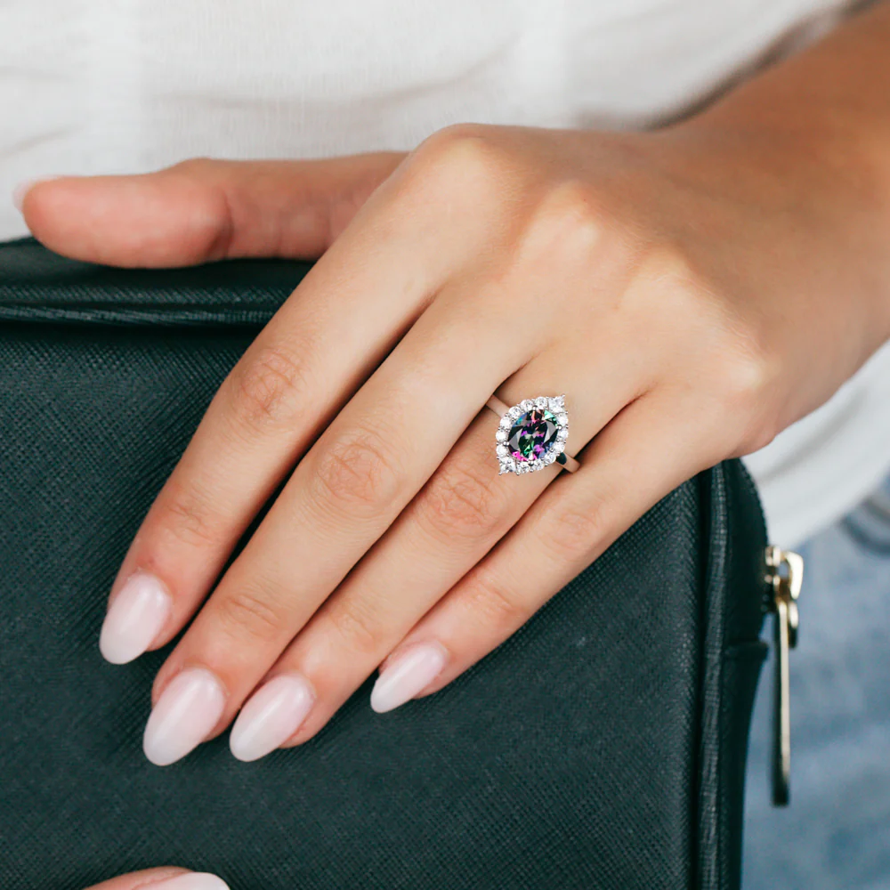 Sterling Silver Mystic Topaz & 14Cubic Zirconia Ring - Image 3