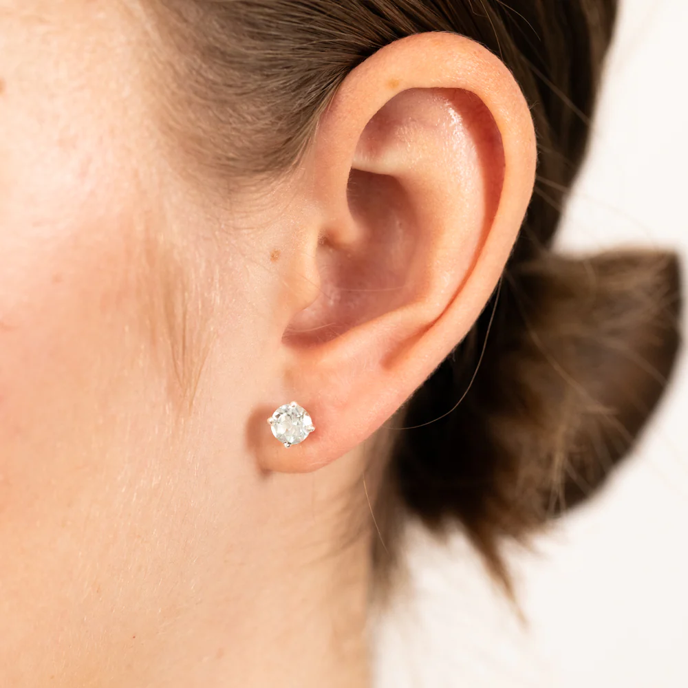 Sterling Silver Natural Blue Topaz 5mm Stud Earrings - Image 2