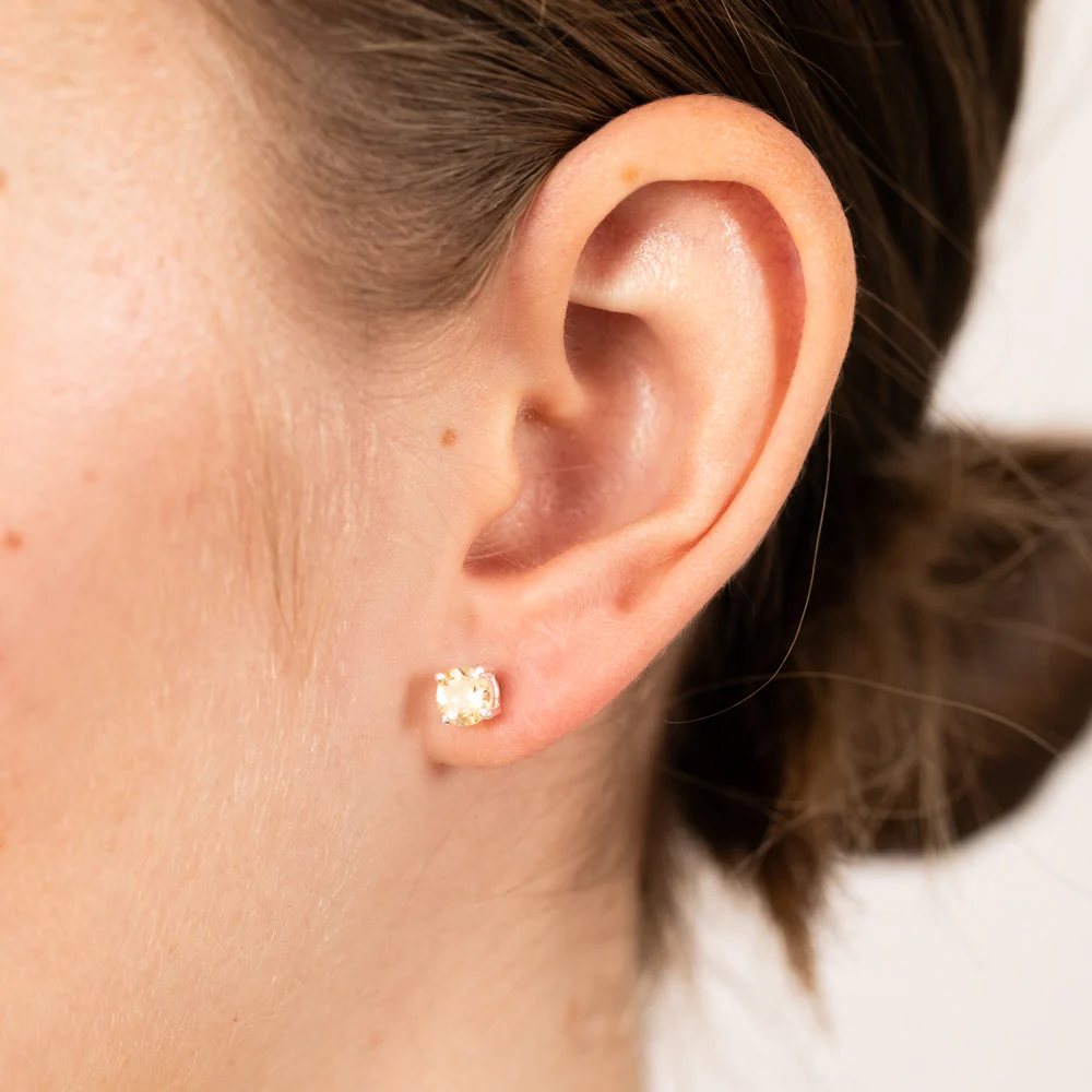 Sterling Silver Natural Citrine 5mm Stud Earrings - Image 2