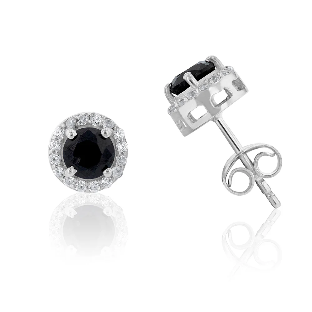 Sterling Silver Natural Enhanced Sapphire and White Zircon Set on Chain - Image 4