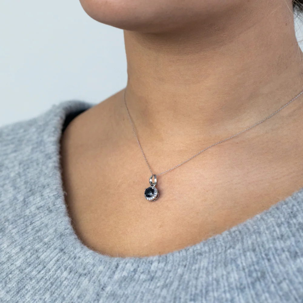 Sterling Silver Natural Enhanced Sapphire and White Zircon Set on Chain - Image 5