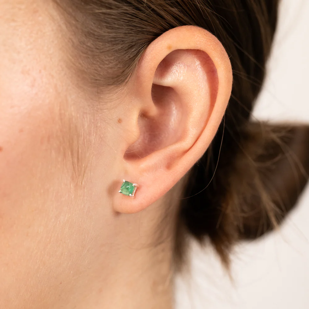 Sterling Silver Natural Green Onyx 5mm Stud Earrings - Image 2
