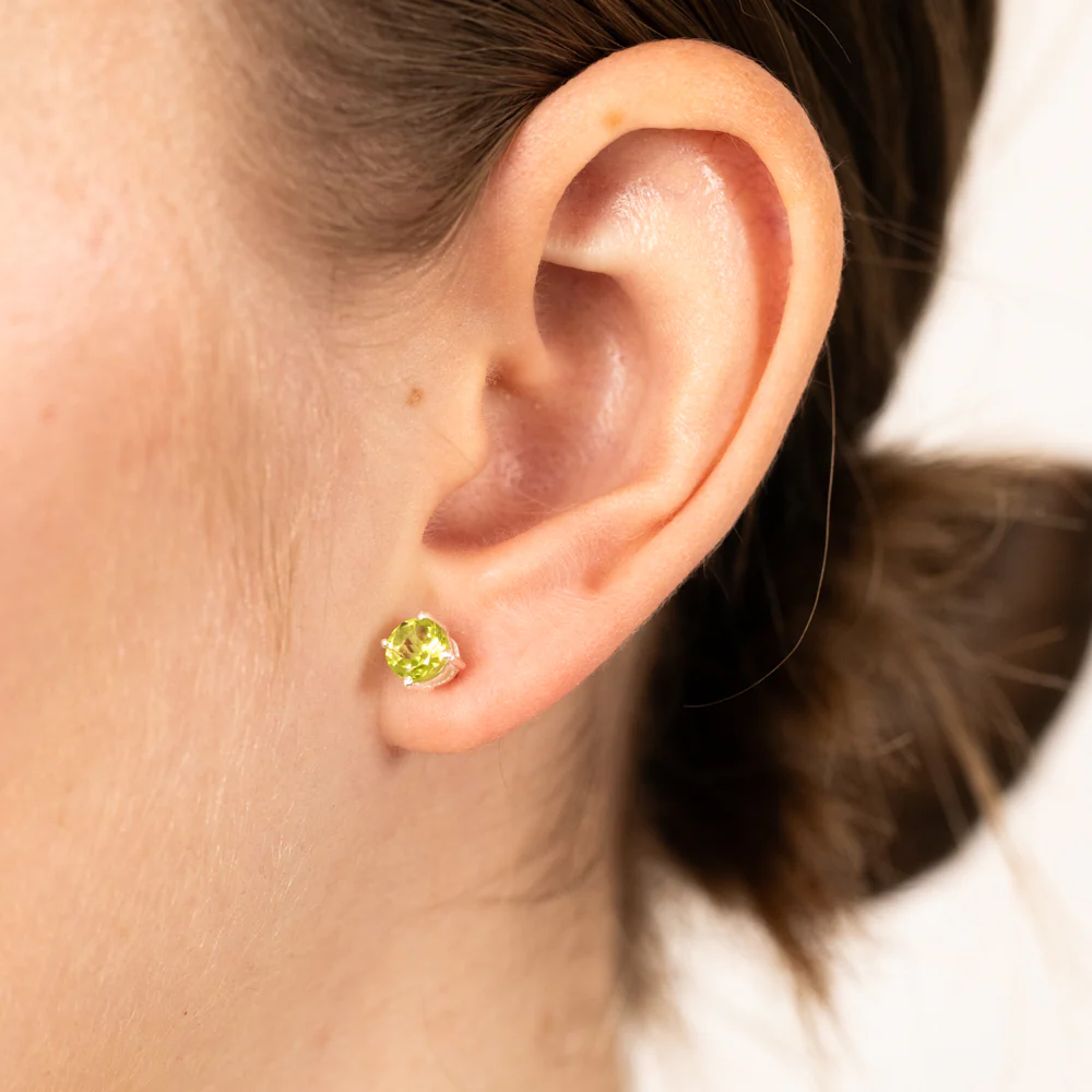 Sterling Silver Natural Peridot 5mm Stud Earrings - Image 2