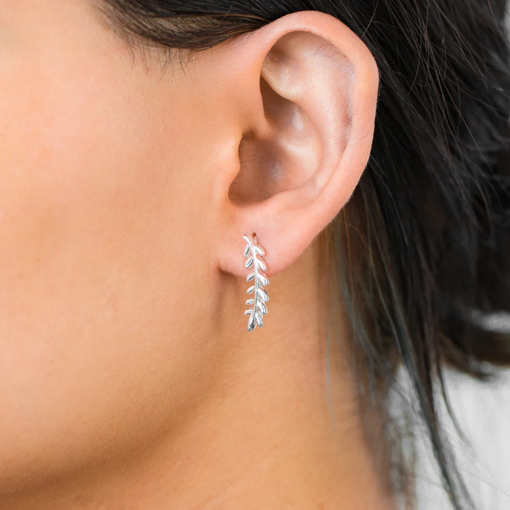 Sterling Silver Olive Branch Ear Climber - Image 2