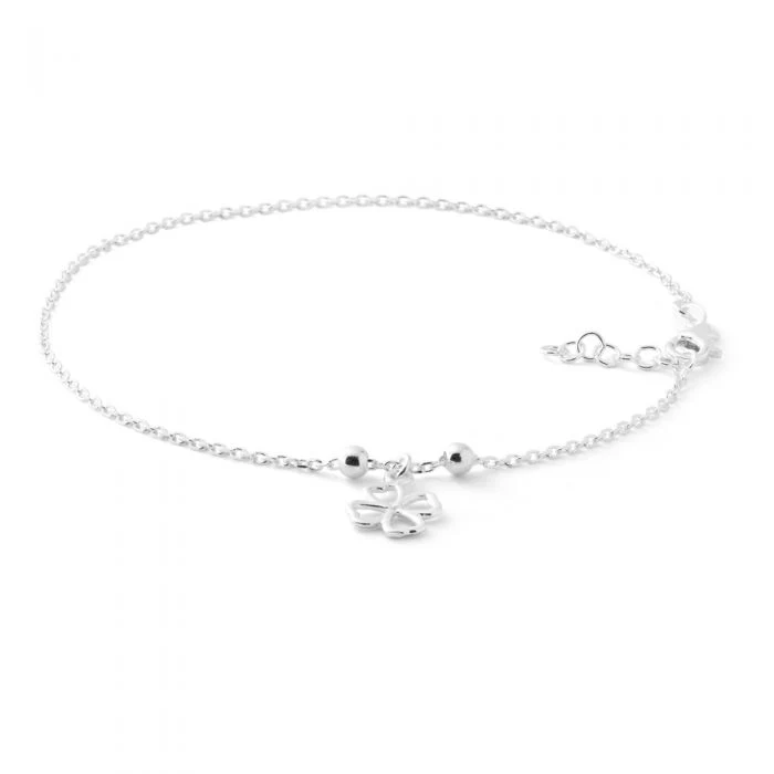 Sterling Silver Open 4 Leaf Clover 24cm Anklet - Image 2