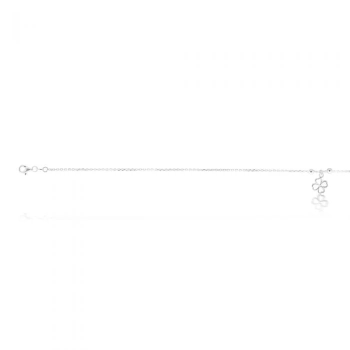 Sterling Silver Open 4 Leaf Clover 24cm Anklet - Image 3