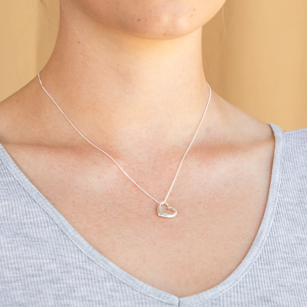 Sterling Silver Open Heart Pendant With 45cm Chain - Image 2