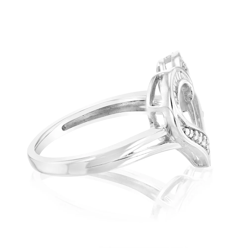 Sterling Silver Open Heart Ring with 4 Brilliant Diamonds - Image 2