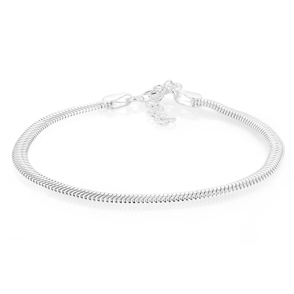 Sterling Silver Oval Snake 17+3cm Bracelet - Image 2