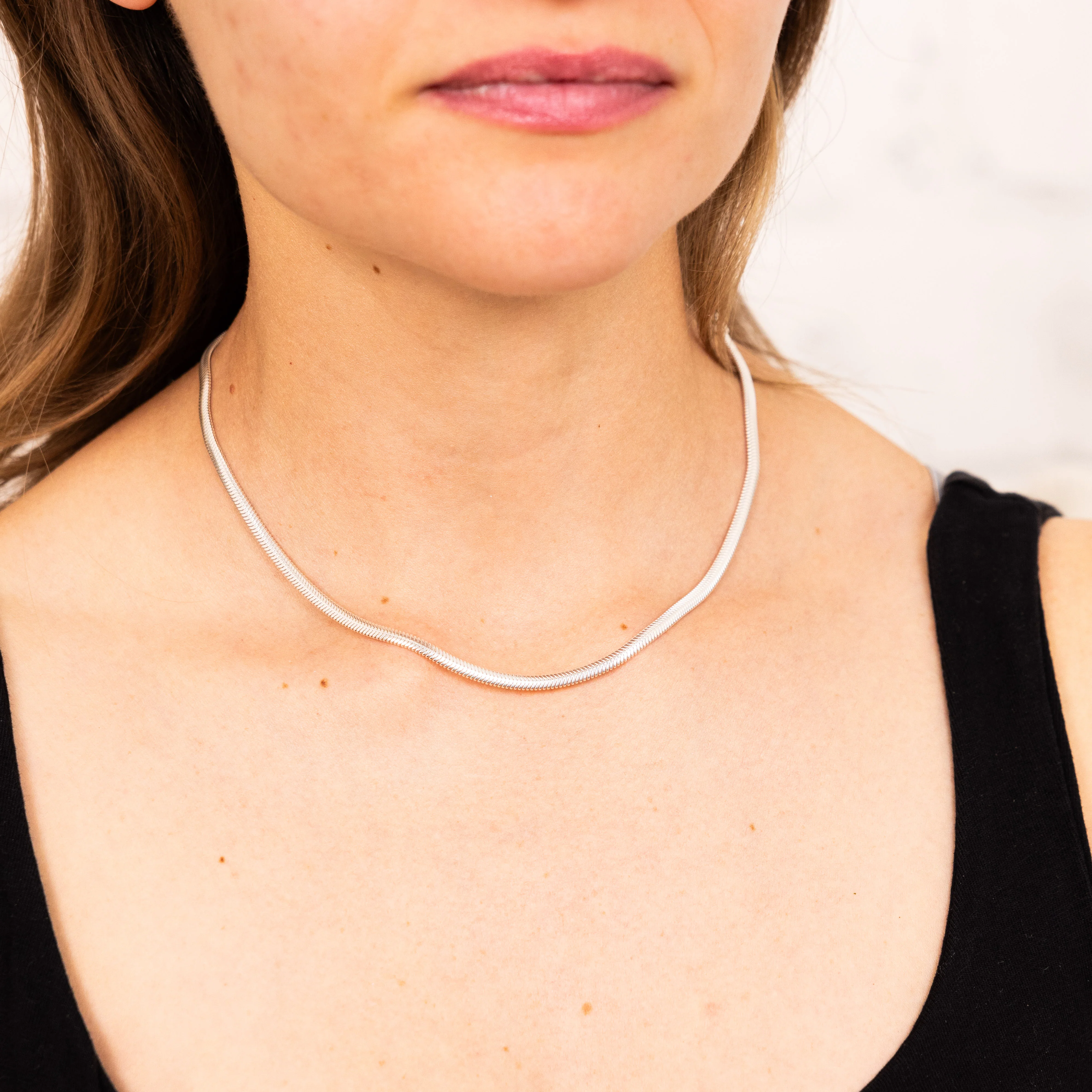Sterling Silver Oval Snake 37+5cm Chain - Image 3