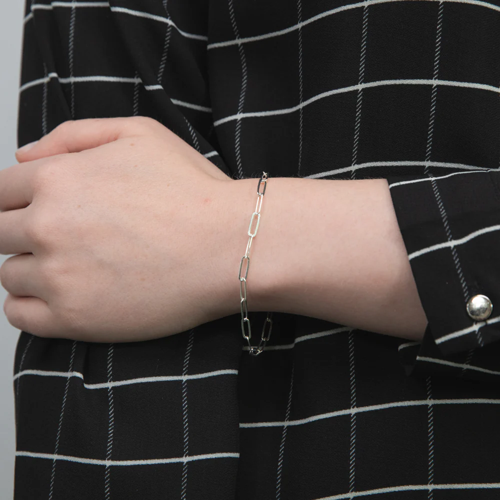 Sterling Silver Paperclip 19cm Bracelet - Image 3
