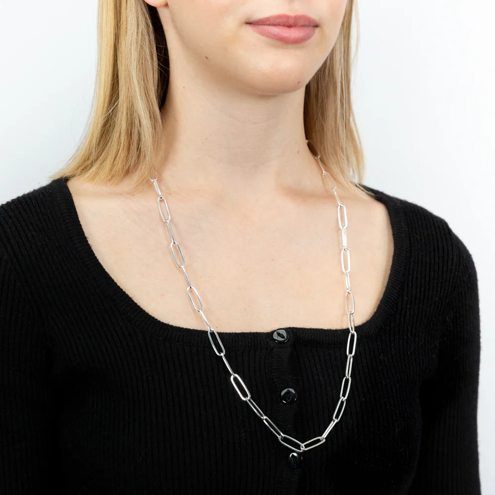 Sterling Silver Paperclip 70cm Chain - Image 3