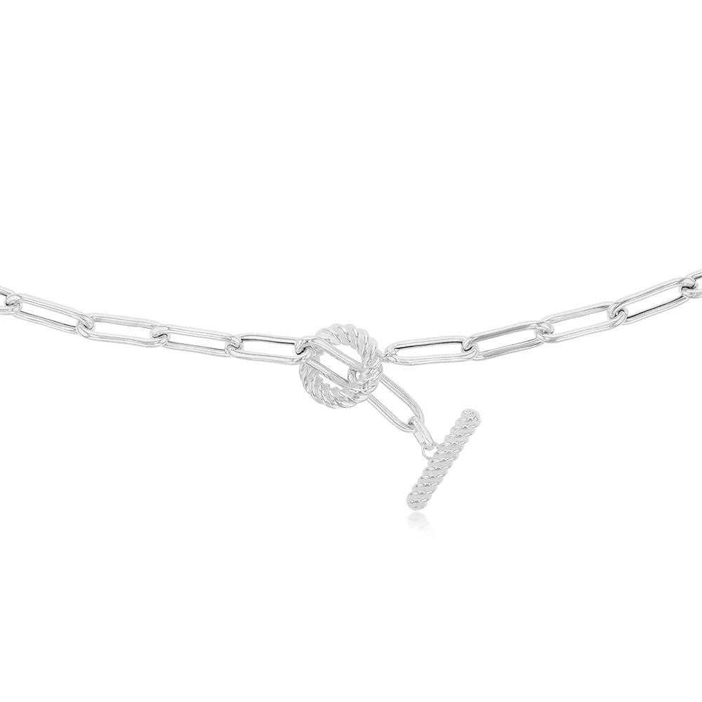 Sterling Silver Paperclip With T Bar Clasp 45cm Chain - Image 2