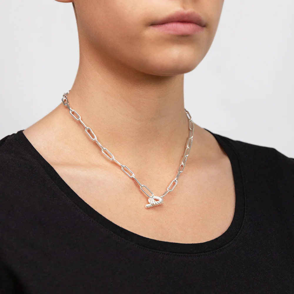 Sterling Silver Paperclip With T Bar Clasp 45cm Chain - Image 3