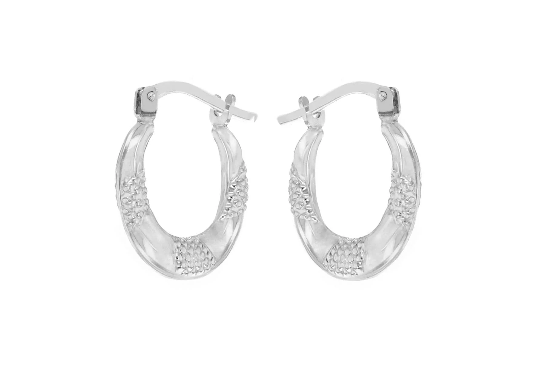 Sterling Silver Patterened Creole Hoop Earrings - Image 2