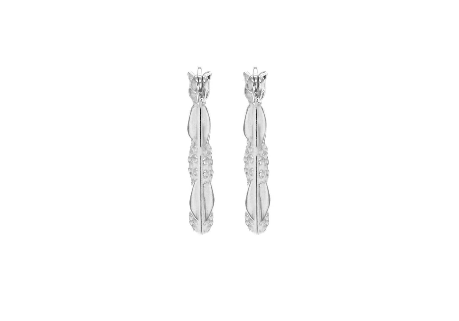 Sterling Silver Patterened Creole Hoop Earrings - Image 3