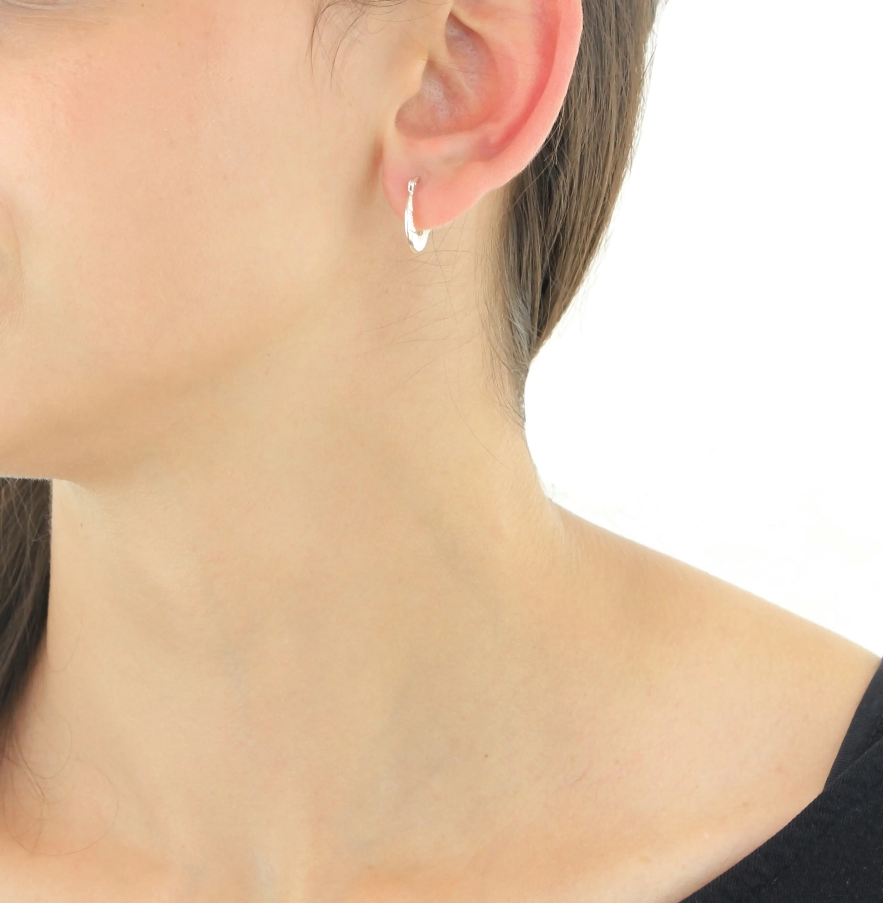 Sterling Silver Patterened Creole Hoop Earrings - Image 4