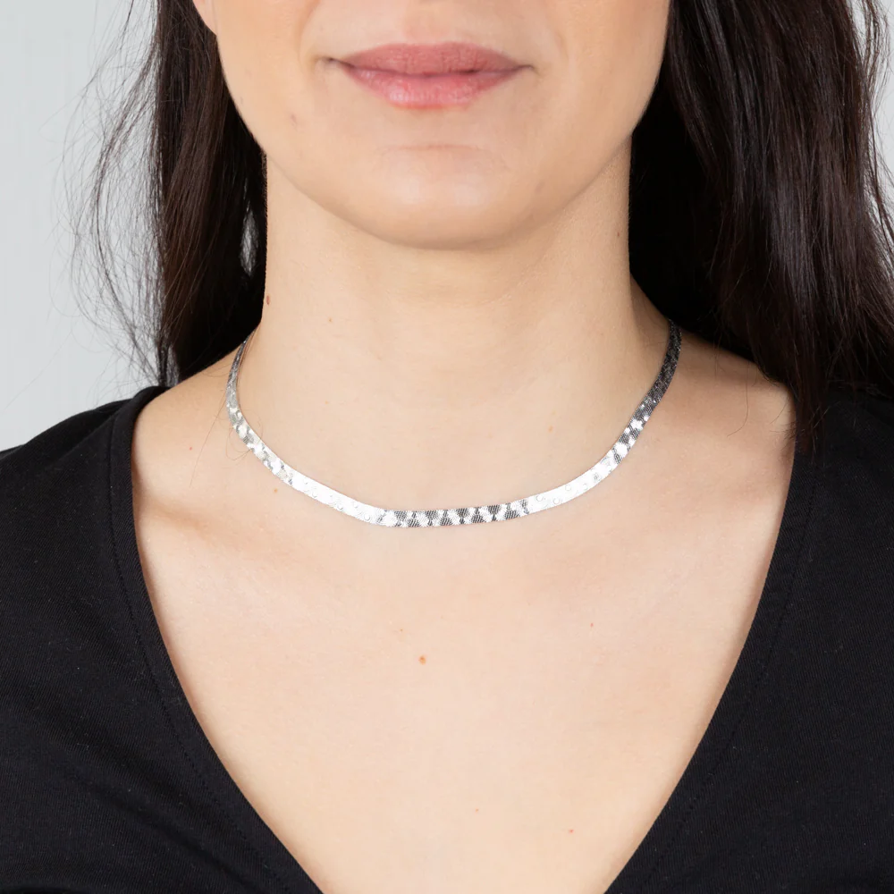 Sterling Silver Patterned 40cm Choker Chain - Image 3