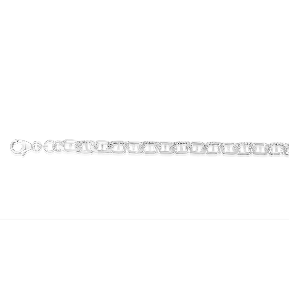 Sterling Silver Patterned Anchor 19cm Bracelet - Image 2