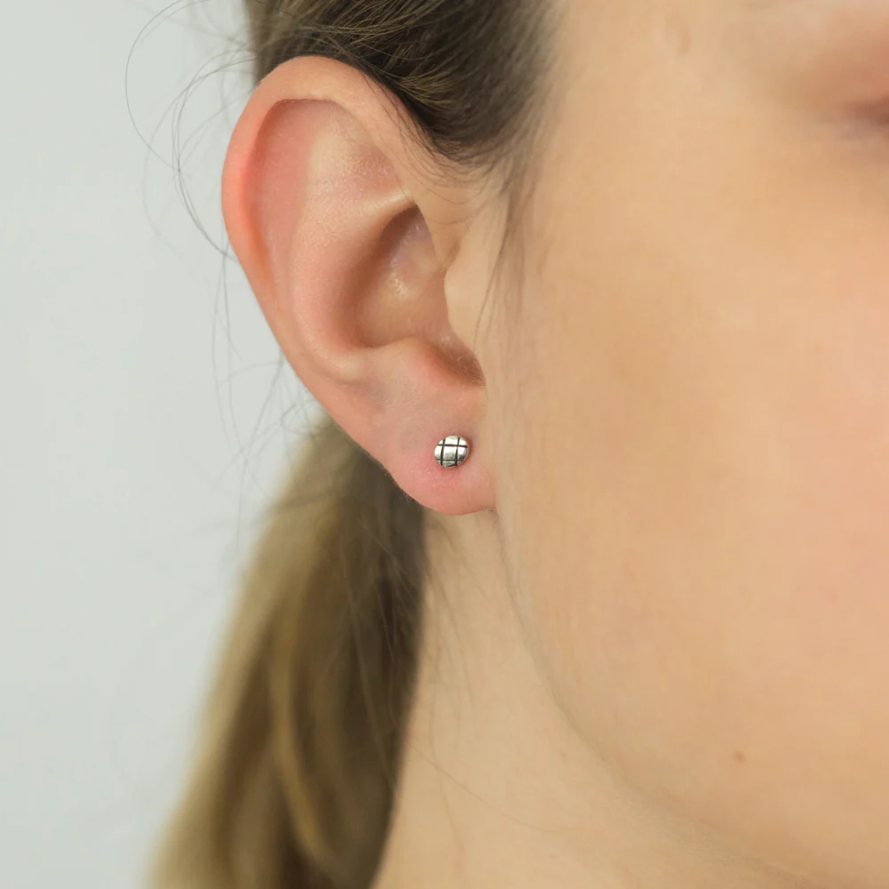 Sterling Silver Patterned Oval Stud Earrings - Image 2