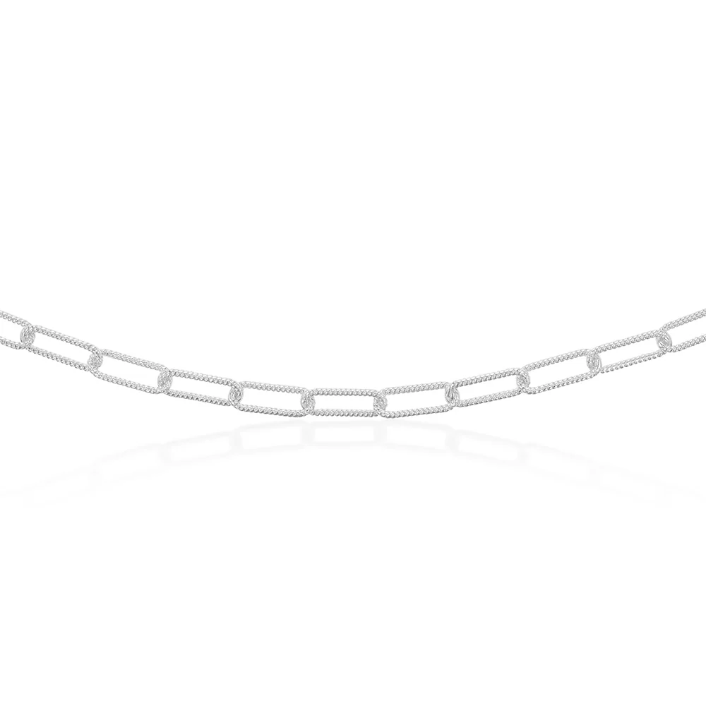 Sterling Silver Patterned Paperclip 140 Gauge 45cm Chain - Image 2