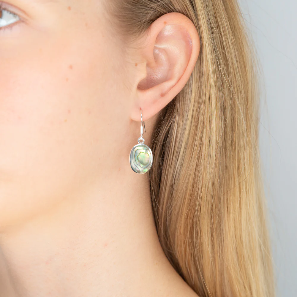 Sterling Silver Pava Shell Drop Earrings - Image 2