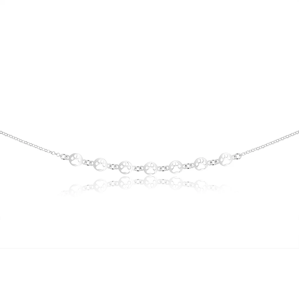 Sterling Silver Paw Mark Discs On 45cm Chain - Image 2