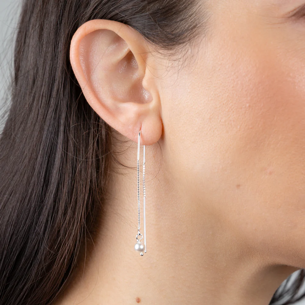 Sterling Silver Pearl Threader Earring - Image 2