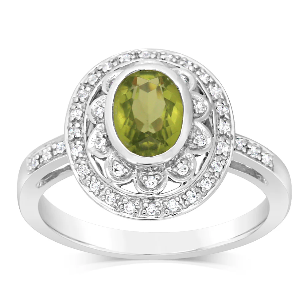 Sterling Silver Peridot & Cubic Zirconia Ring - Image 2