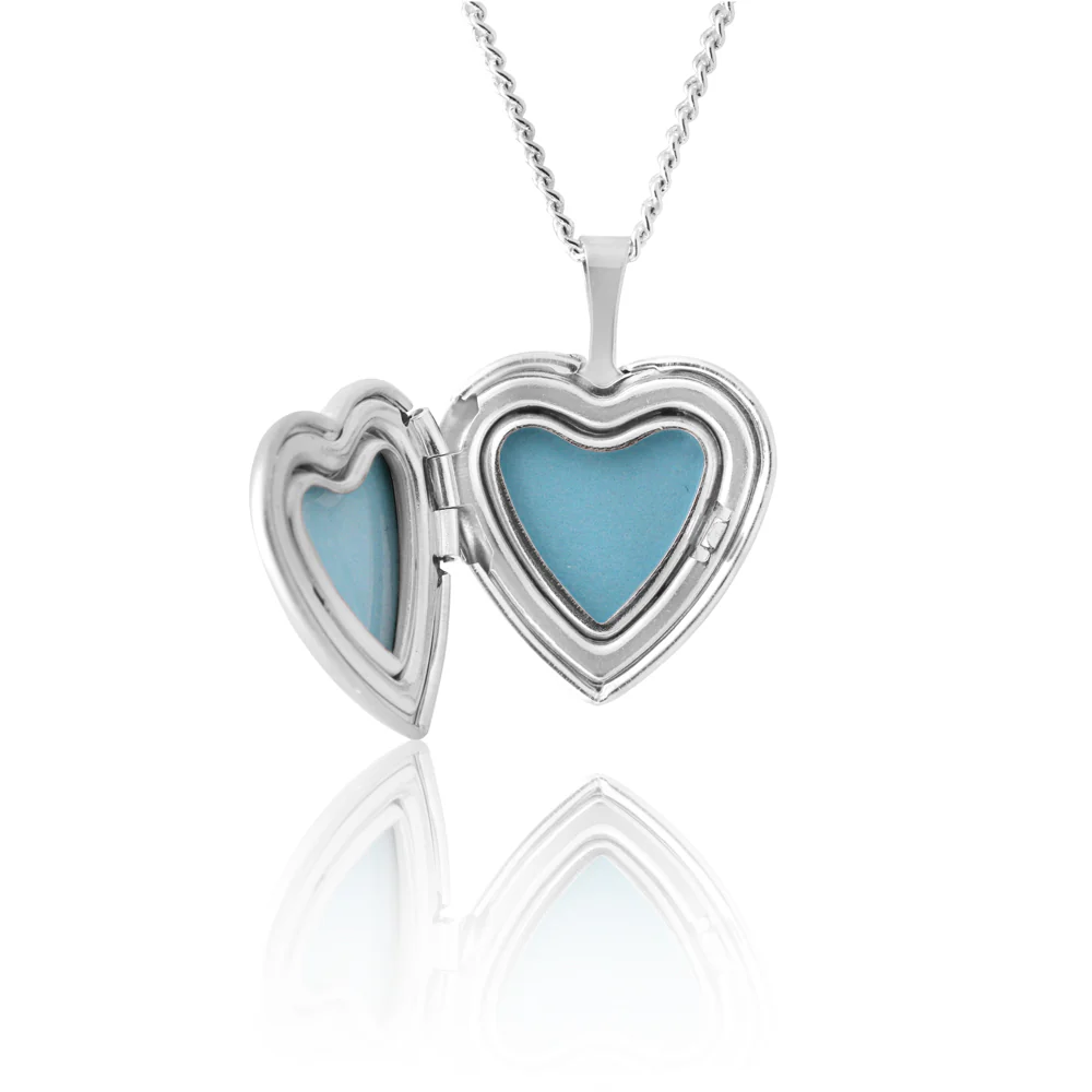 Sterling Silver Pink Butterfly Heart Locket - Image 2