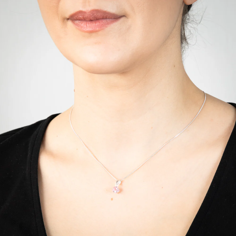 Sterling Silver Pink Cubic Zirconia Pendant - Image 2