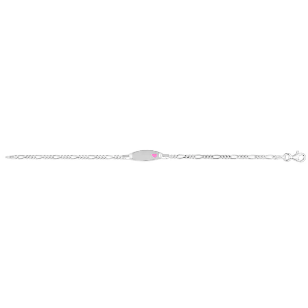 Sterling Silver Pink Enamel Heart ID 16cm Bracelet - Image 2