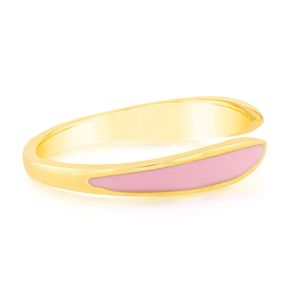 Sterling Silver Pink Enamel Open Ring - Image 2