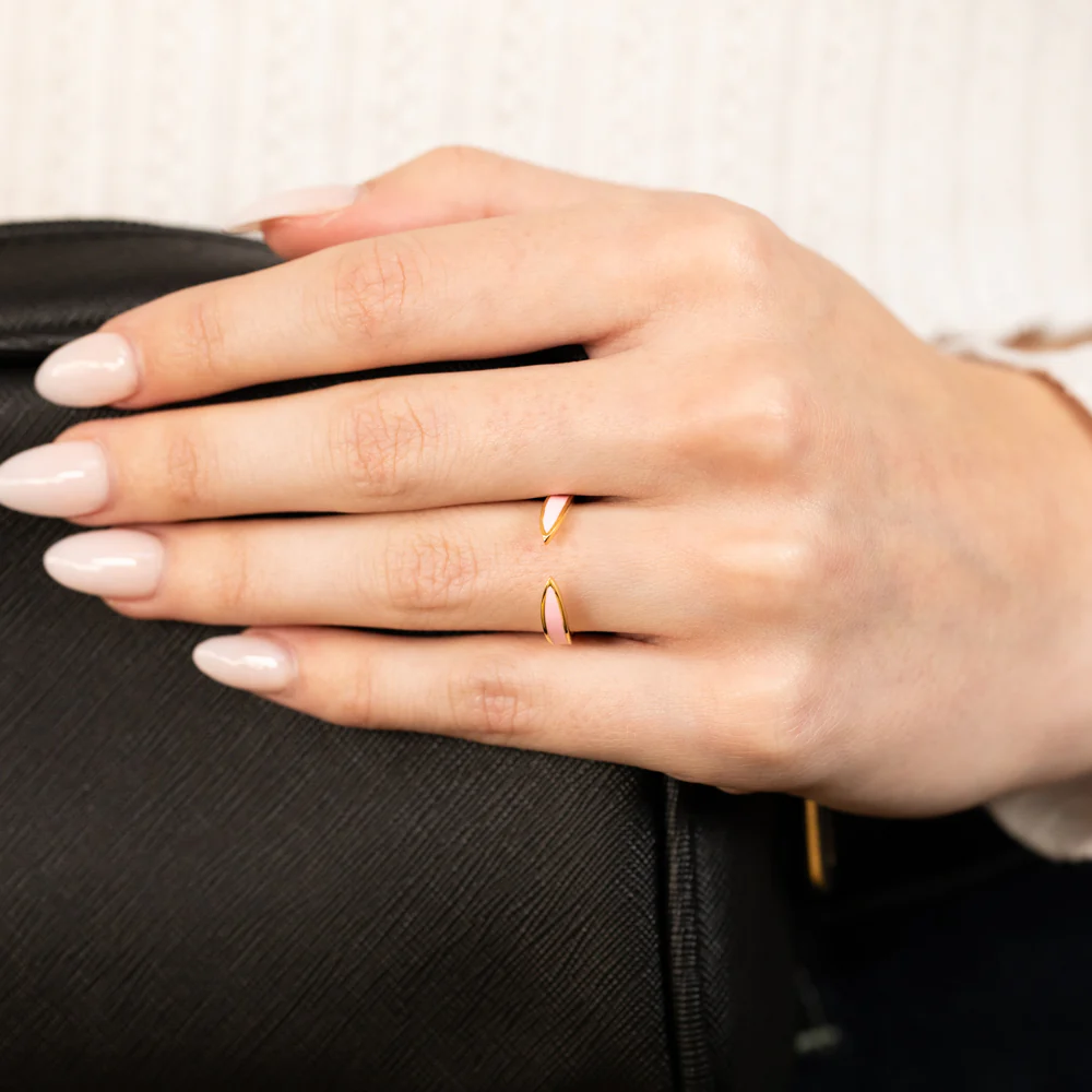 Sterling Silver Pink Enamel Open Ring - Image 3