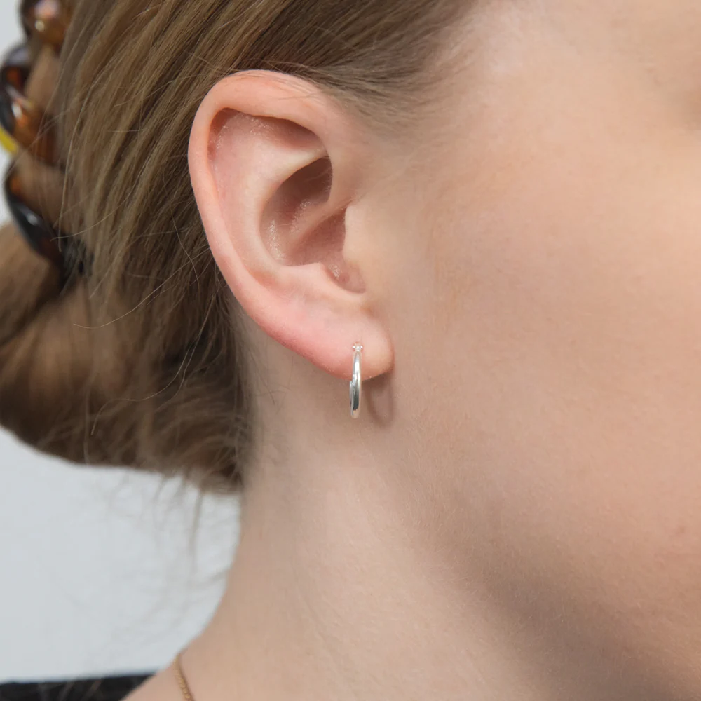 Sterling Silver Plain 10mm Hoop Earrings - Image 3