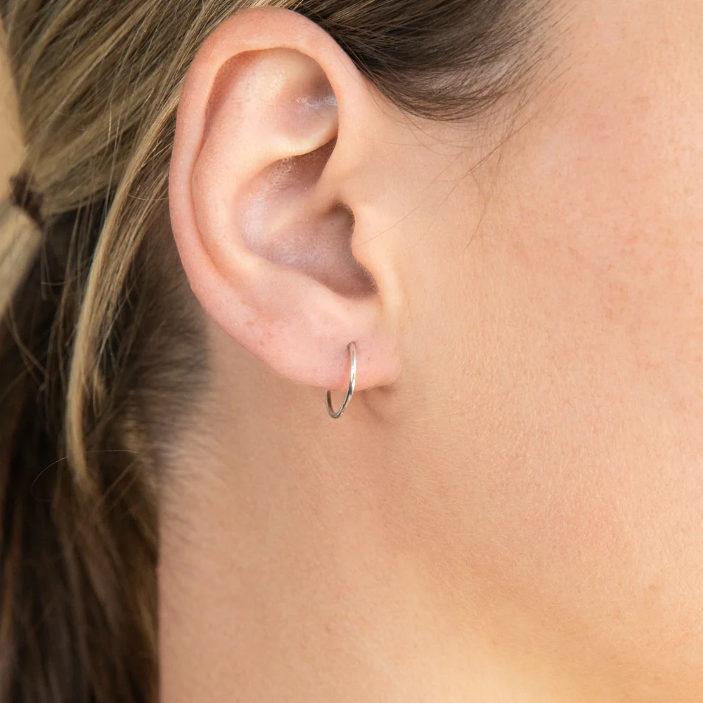 Sterling Silver Plain 10mm Sleeper Earrings - Image 2